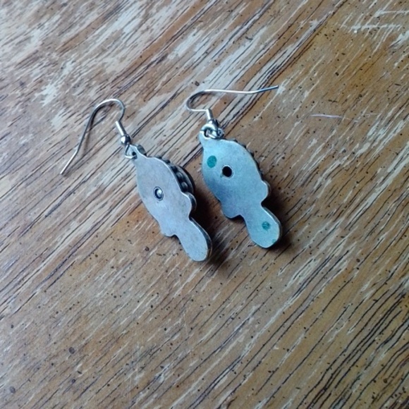 🍀Pair of Black Obsidian in Filigree Dangle Earrings - Picture 3 of 4